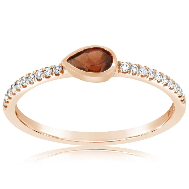 women's engagement rings dainty look -MY STORY Lizzo Garnet & Diamond Ring