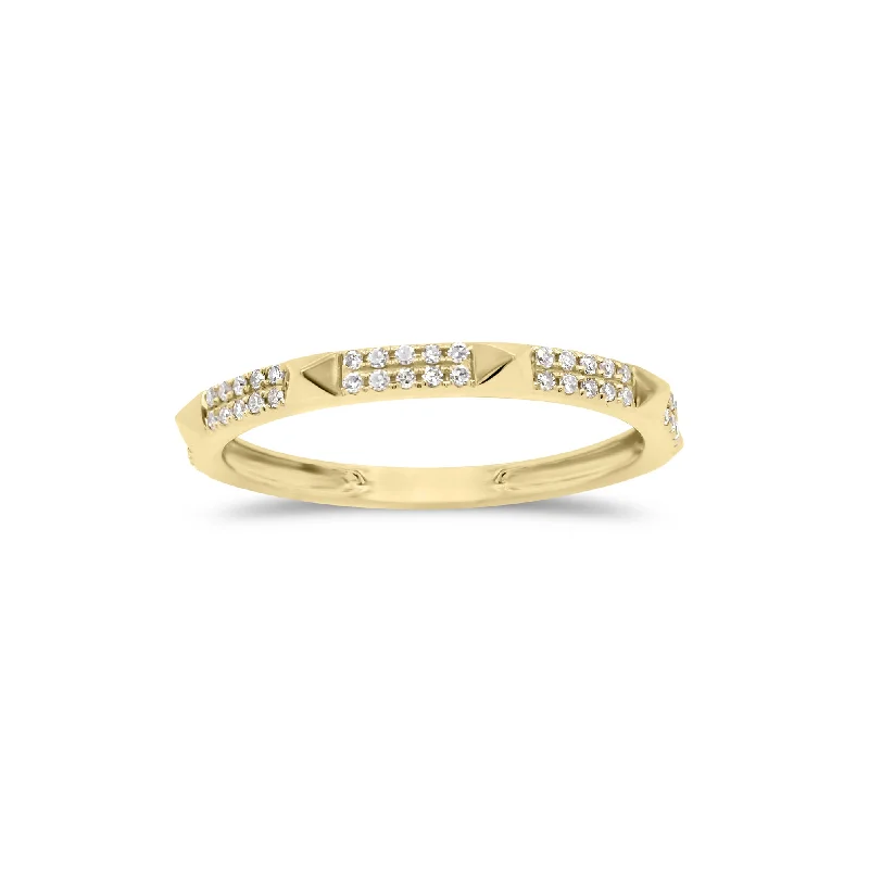 women's ring personalized initials -Diamond & Gold Pyramid Stackable Ring