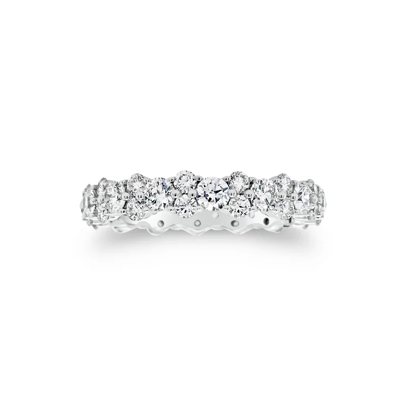 women's ring with initials -Small Prong-Set Staggered Diamond Band