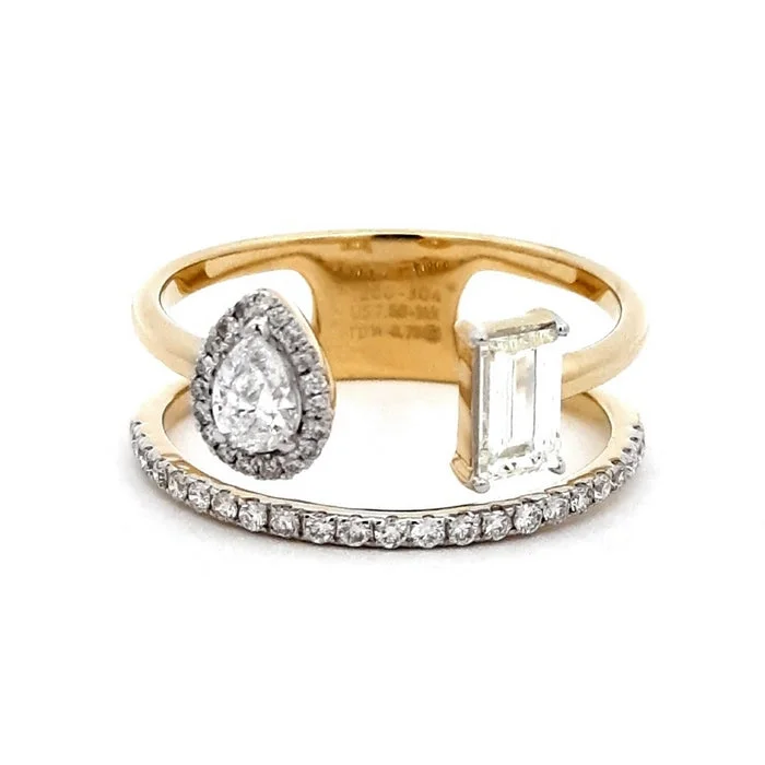 women's engagement rings bold and stylish -Mountz Collection .768CTW Mixed Cut Double Band Diamond Ring in 14K Yellow Gold