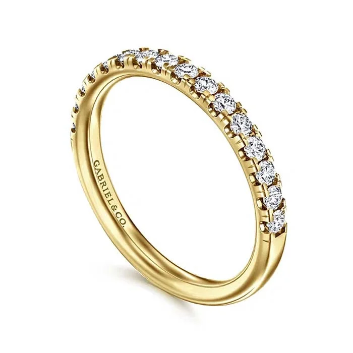 women's engagement rings sapphire -Gabriel & Co Diamond Wedding Band in 14K Yellow Gold