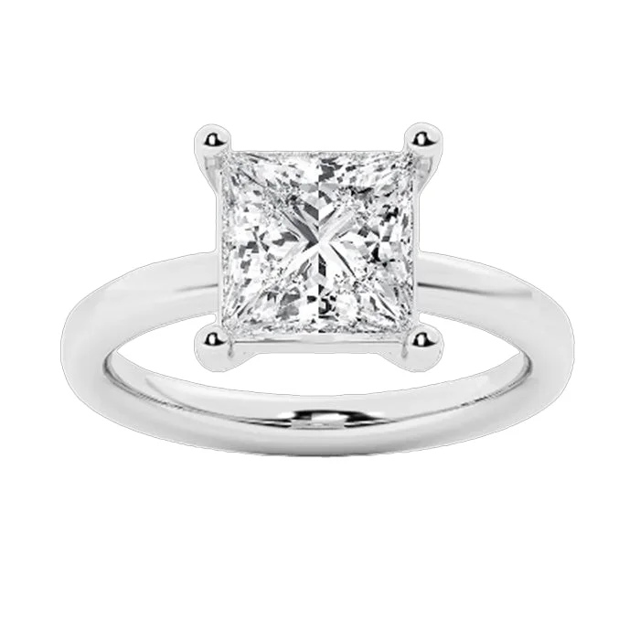 women's engagement rings unique design -Mountz Collection 3.02ct Lab Grown Princess Diamond Solitaire Engagement Ring in Platinum