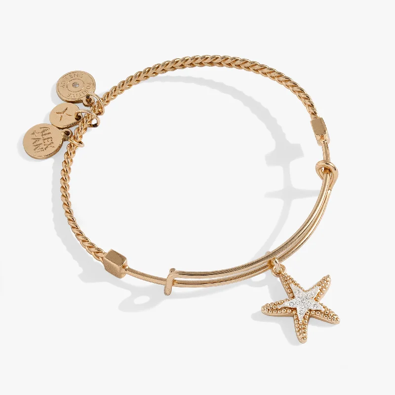 women's bracelets high fashion -Textured Starfish Charm Bangle