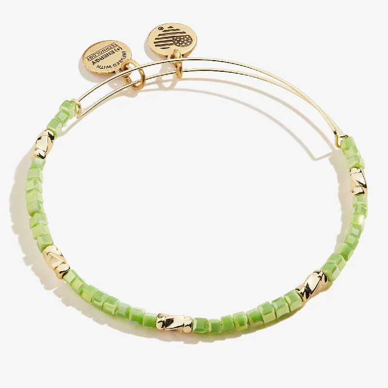 women's bracelets everyday wear -Vibrancy Beaded Bangle, Pear Green