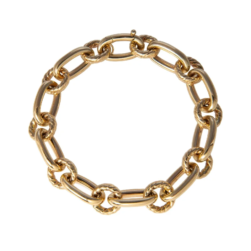 women's bracelets vintage silver -14K Yellow Gold Italian Rope & Polished Link Bracelet