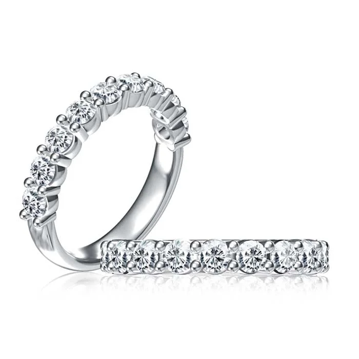 women's engagement rings eco-friendly -A. Jaffe Shared Prong Wedding Band in 14K White Gold