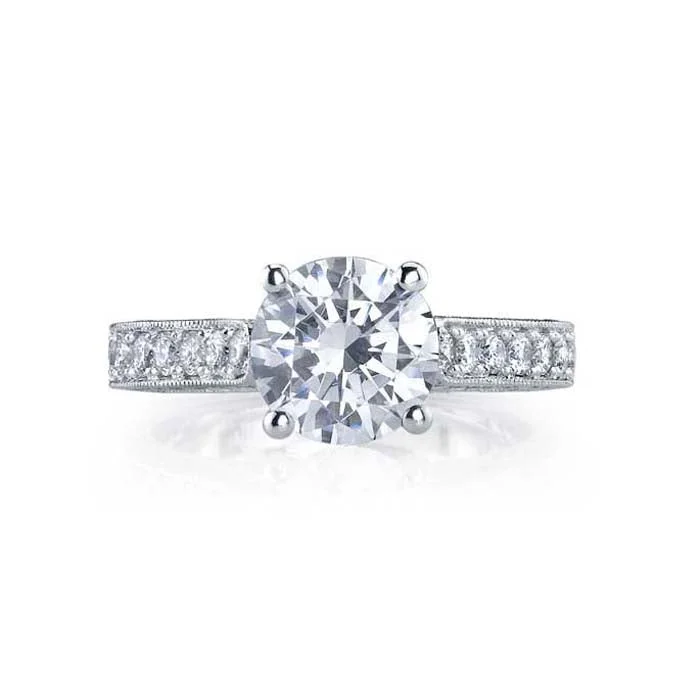 women's engagement rings with channel setting -Mountz Collection Round Diamond Engagement Ring Semi-Mounting in 18K White Gold