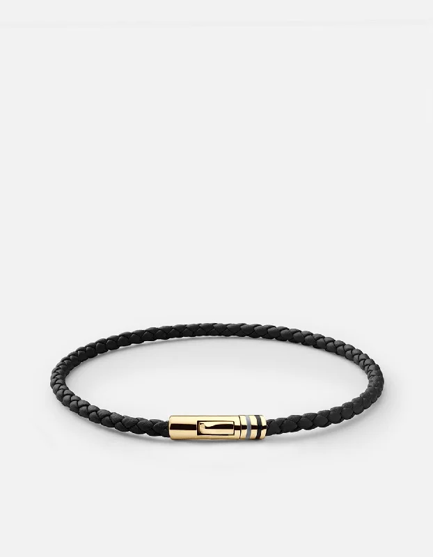 women's bracelets pear-shaped gems -Juno Leather Bracelet, Gold Vermeil