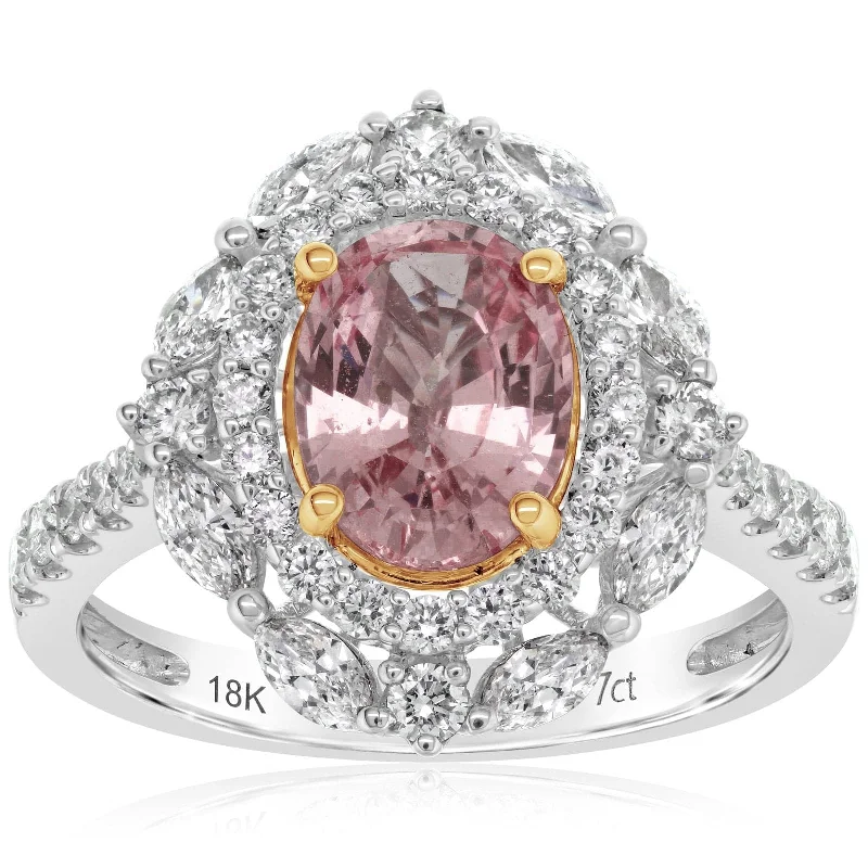 women's engagement rings classic elegance -Padparadscha Sapphire & Diamond Ring