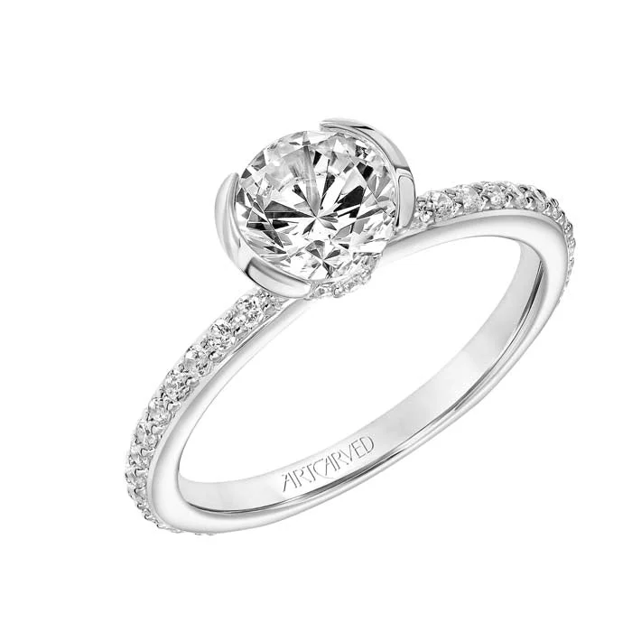 women's engagement rings handcrafted masterpiece -ArtCarved "Gray" Diamond Engagement Ring Semi-Mounting in 14K White Gold