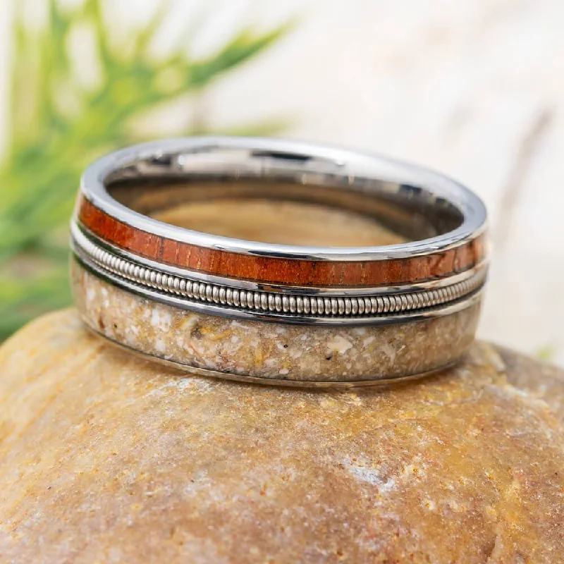 women's ring for girlfriend -Memorial Ring with Guitar String and Mahogany Wood