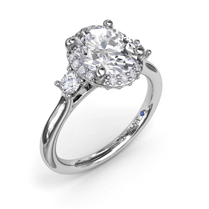 women's engagement rings split shank -Fana Diamond Halo Engagement Ring in 14K White Gold