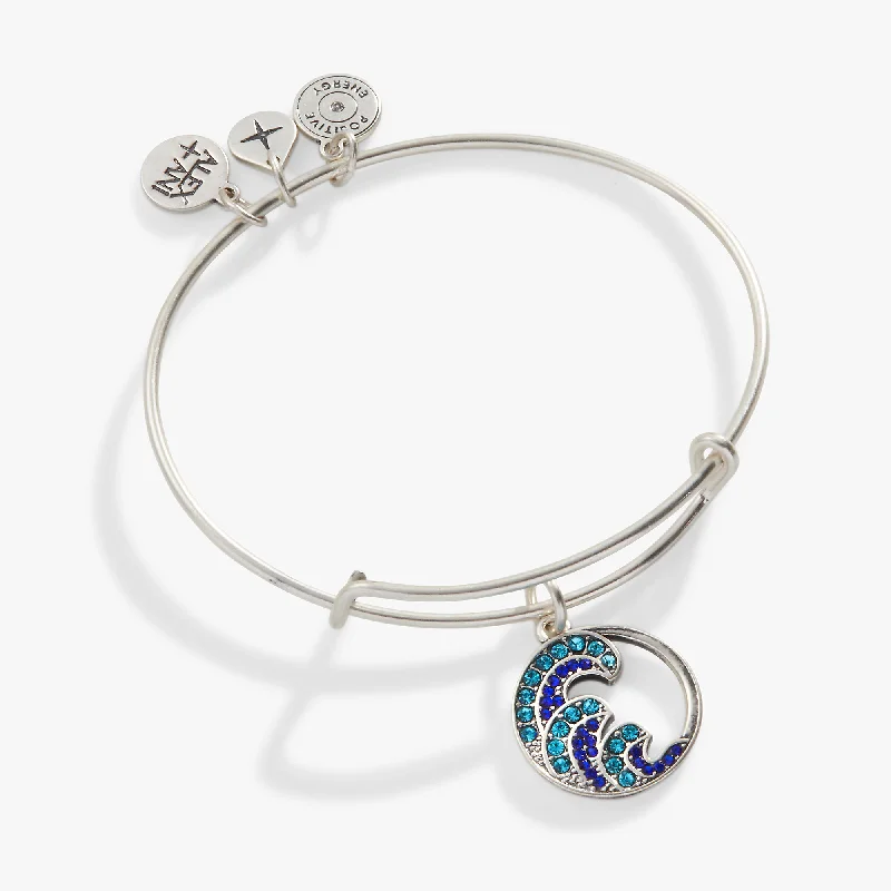 women's bracelets bold statement -Wave Charm Bangle