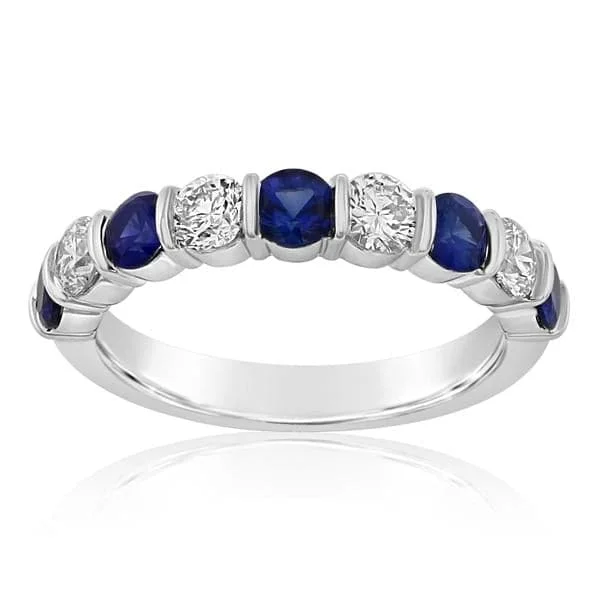 women's engagement rings trillion cut -Sapphire & Diamond Wedding Band