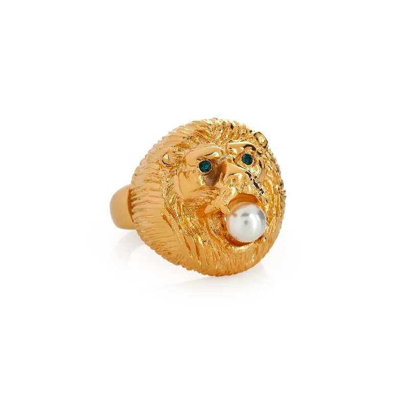 women's ring for daughter -Lion Head Adjustable Ring