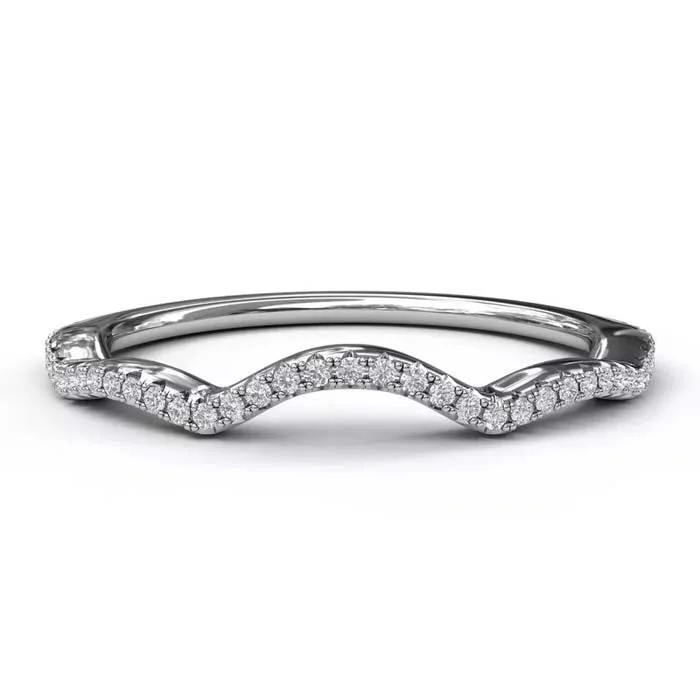 women's engagement rings art deco -Fana Scalloped Wedding Band in 14K White Gold