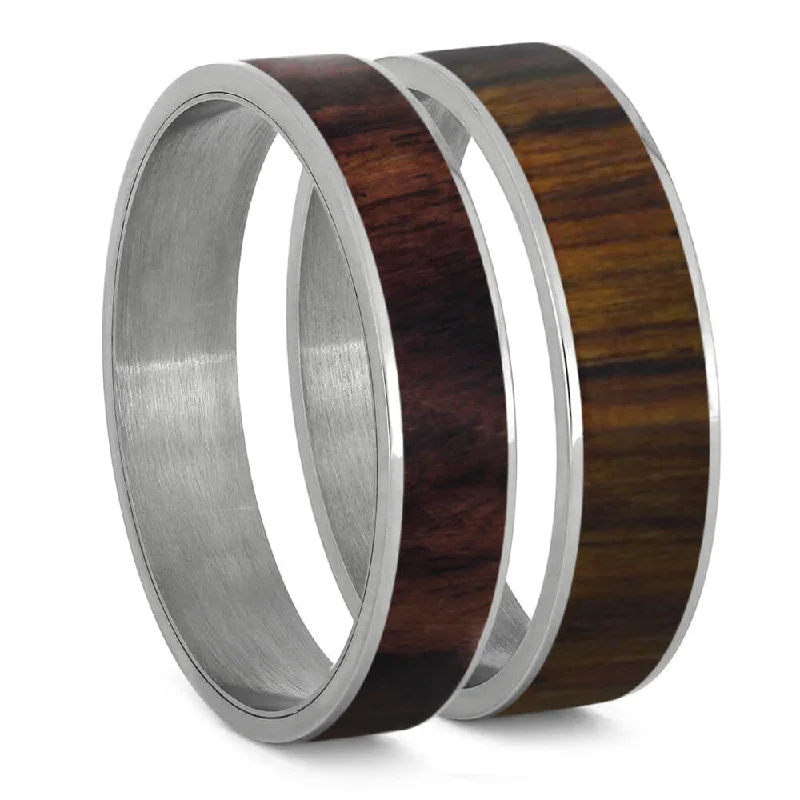 women's ring large size -Exotic King Wood Inlay Components for Modular Rings