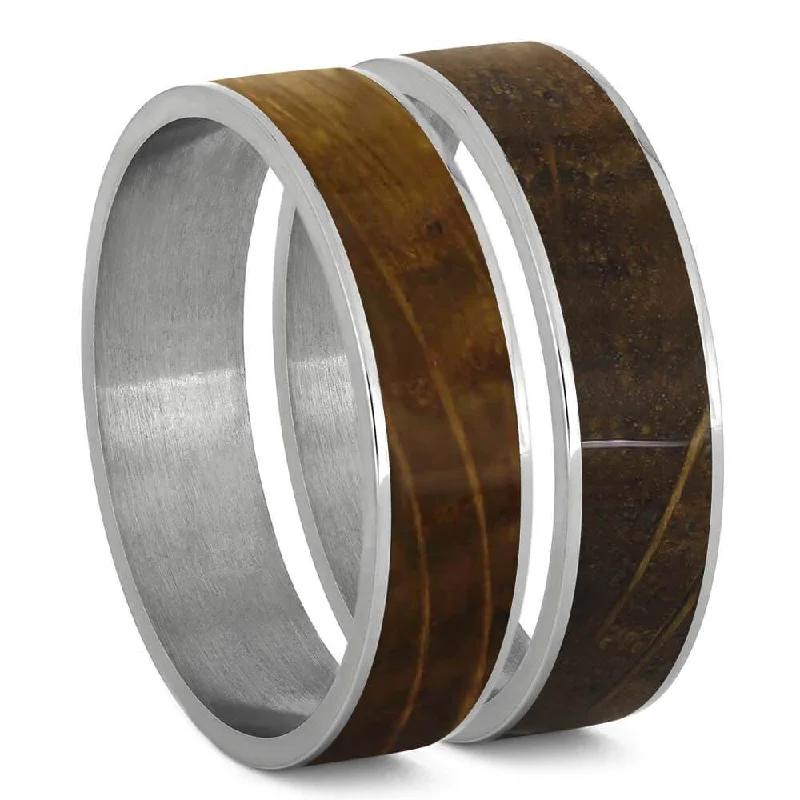 women's ring vintage inspired -5mm Core Whiskey Barrel Wood Inlay Components for Modular Rings