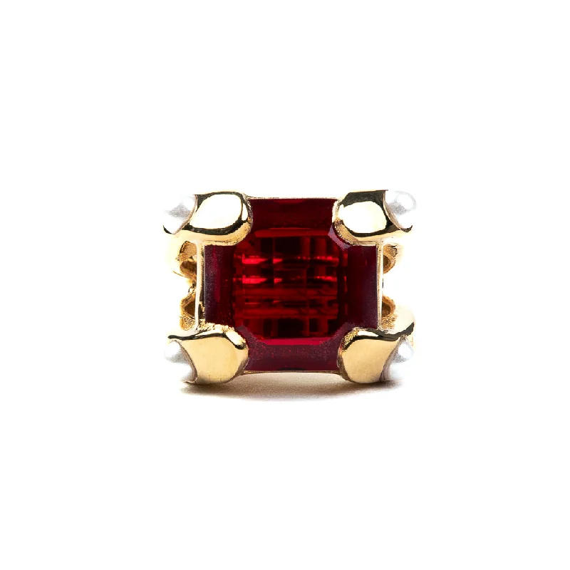 women's ring adjustable band -Ruby Square Stone Ring