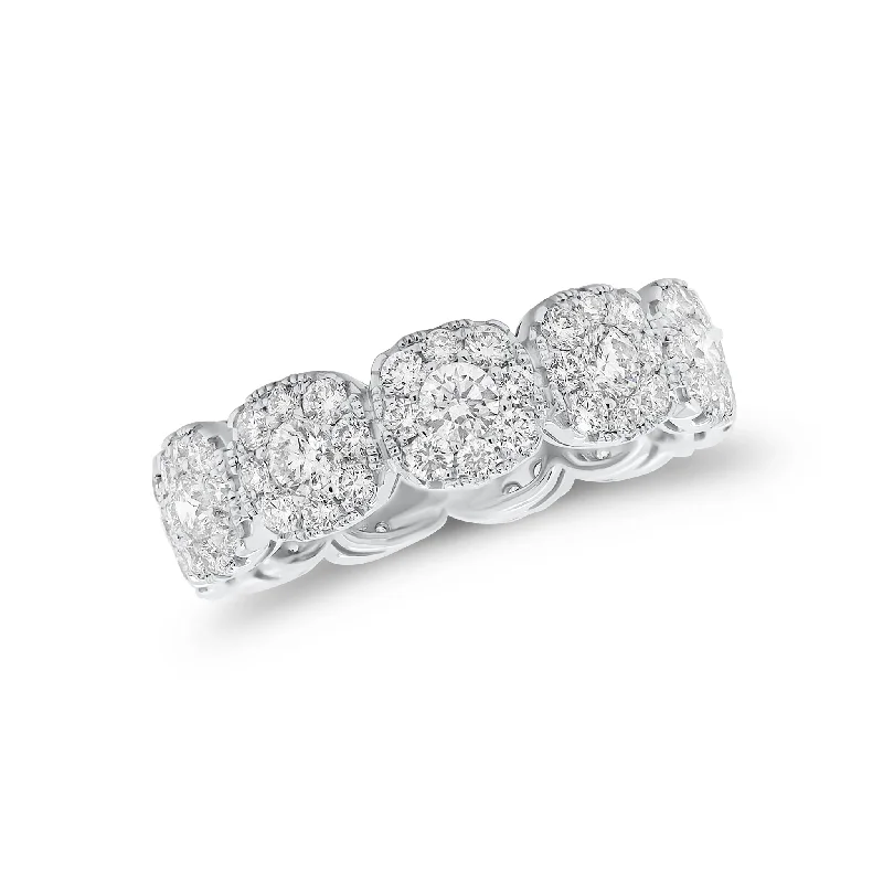 women's ring unique design -Diamond Cushion-Style Halo Eternity Ring