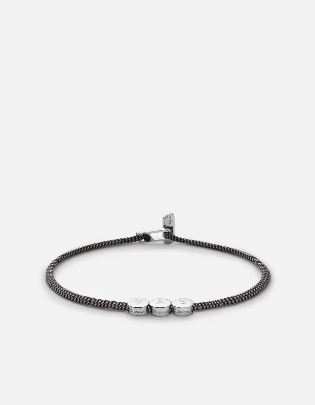 women's bracelets stylish and durable -Type Metric 2.5mm Rope Bracelet, Sterling Silver/Black/Gray