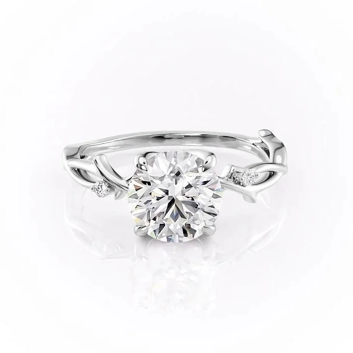 women's engagement rings timeless beauty -Round Cut Moissanite Engagement Ring, Twig Design