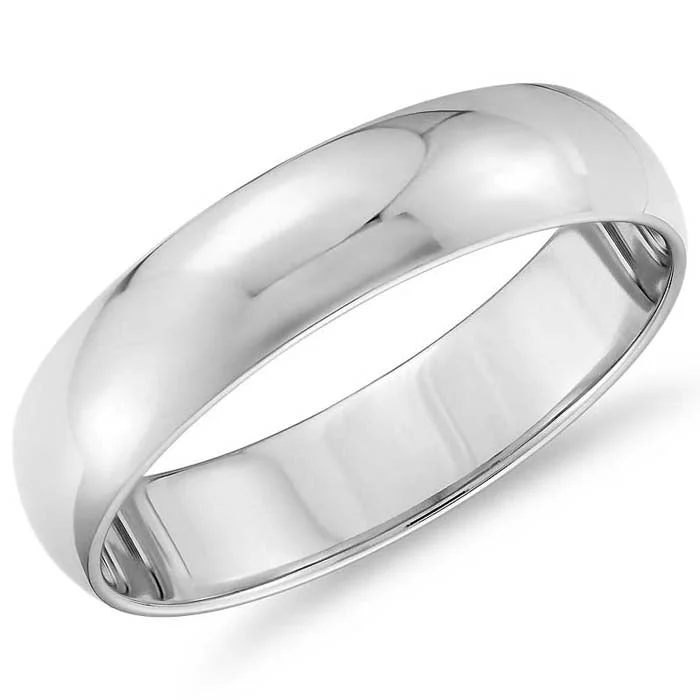 women's engagement rings handcrafted -Goldman 4MM Low Dome Wedding Band in 14K White Gold - Size 11