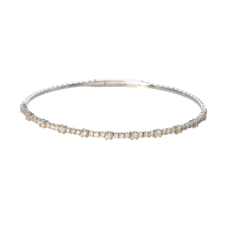 women's bracelets charm -1ctw Diamond 14K White Gold Flexible Bangle