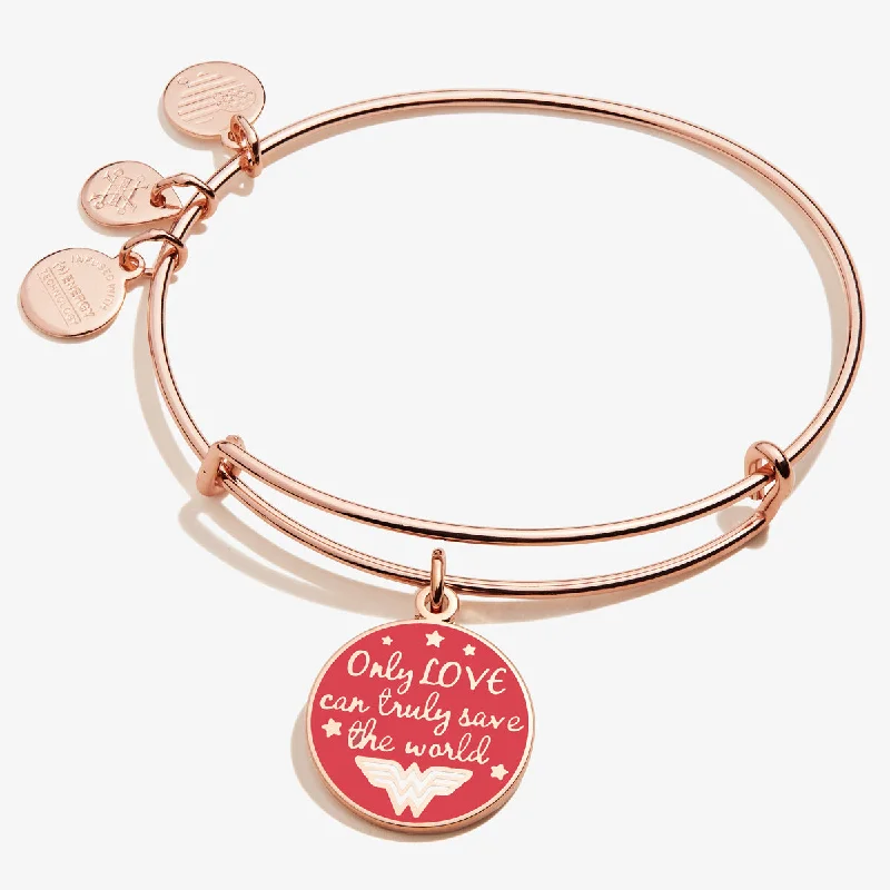 women's bracelets luxury collection -Wonder Woman™ 'Love Can Save The World' Charm Bangle