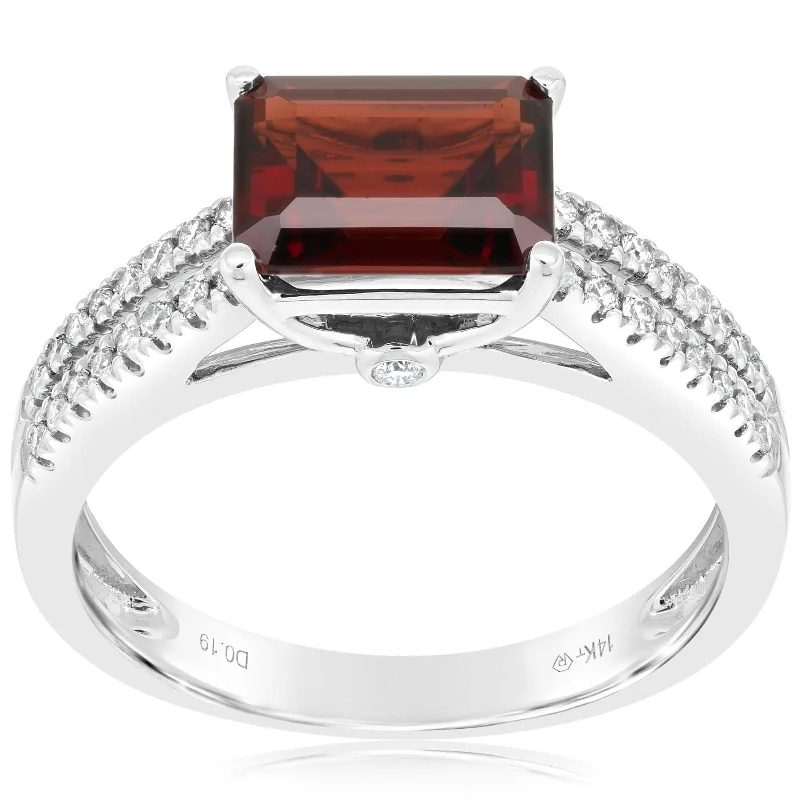 women's engagement rings nature inspired -Garnet & Diamond Ring